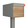 Big Americano Gray Metallic Mailbox with Woodgrain Front
