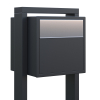 Soprano Anthracite Freestanding Mailbox with Stainless Steel Door