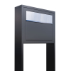 Elegance Anthracite Freestanding Mailbox with Stainless Steel Flap