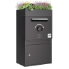 Bochum Package Box with Green Roof - Size L in Black | Wall Mounting