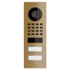 Surface-mounted Smart-ON Intercom System for Two Doorbird D1102V, Brass Finish