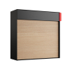 Lathi Wall Mount Mailbox in Black with Wood Grain Accent