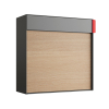 Lathi Wall Mount Mailbox in Metallic Gray with Woodgrain Front